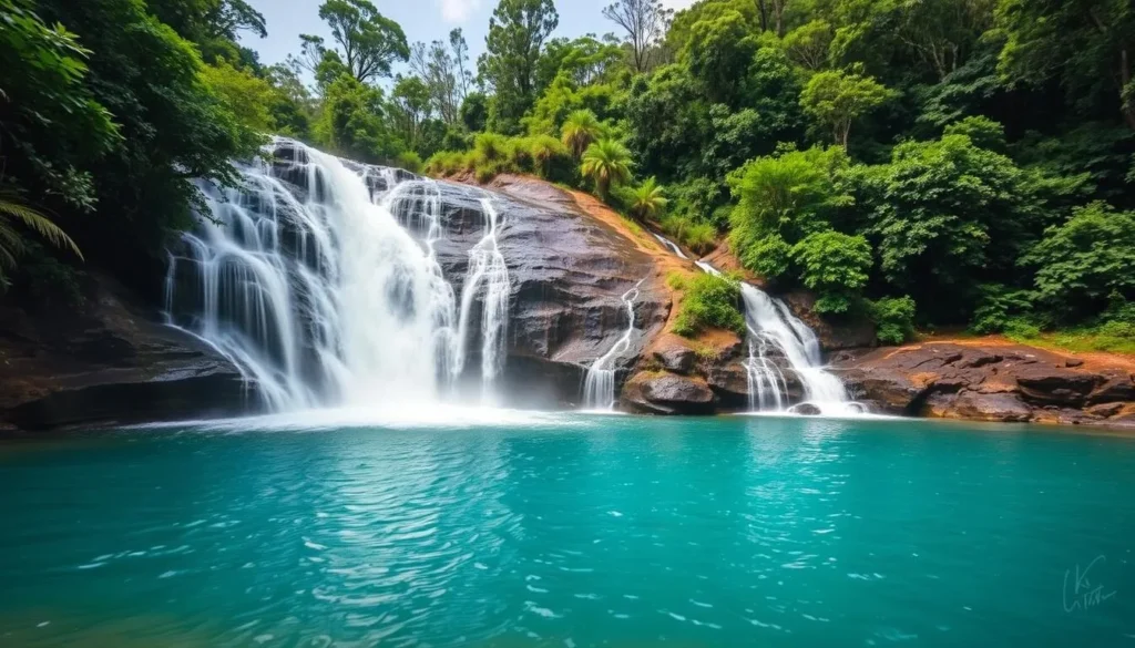 Wangi Falls in Litchfield National Park during the wet season with flowing waterfalls