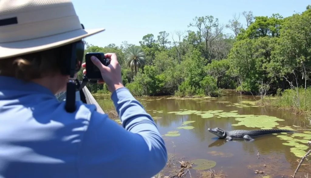 Warning sign about alligators in Big Thicket National Preserve