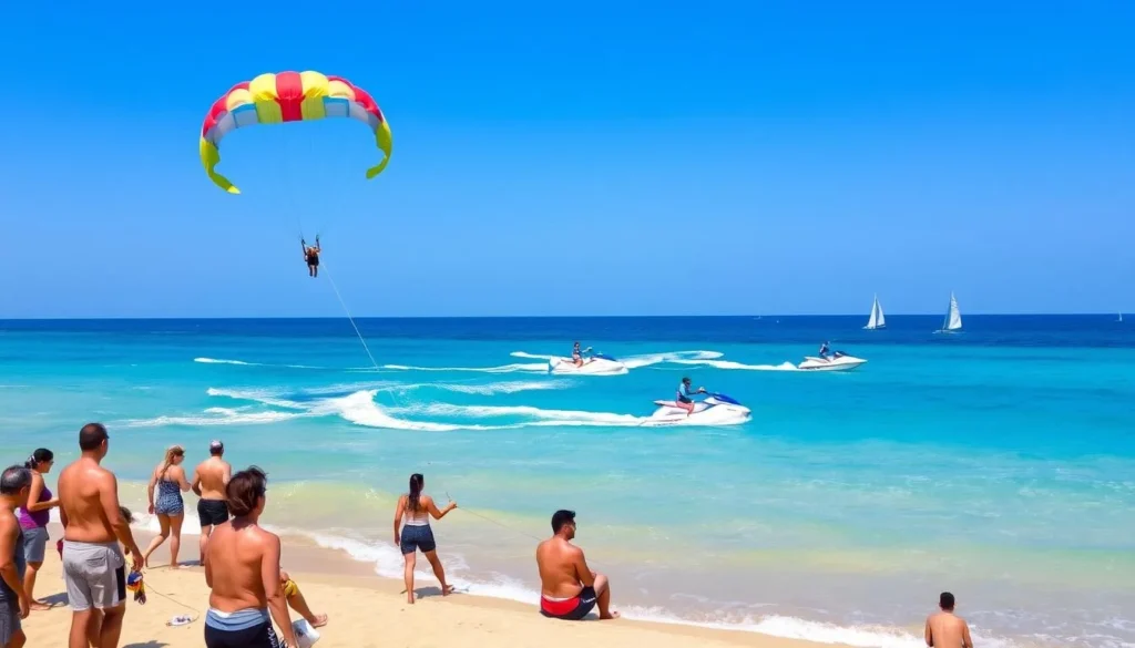 Water sports activities on Sousse beaches including parasailing and jet skiing - outdoor activities in Tunisia