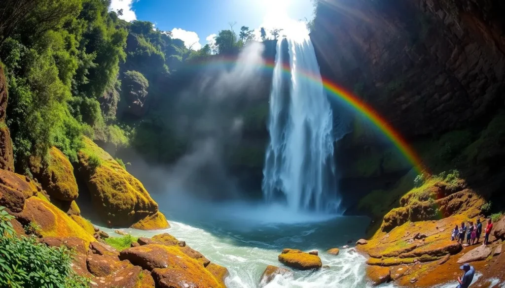 Waterfall and lush scenery in Baños de Agua Santa near Ambato Waterfall and lush scenery in Baños de Agua Santa near Ambato