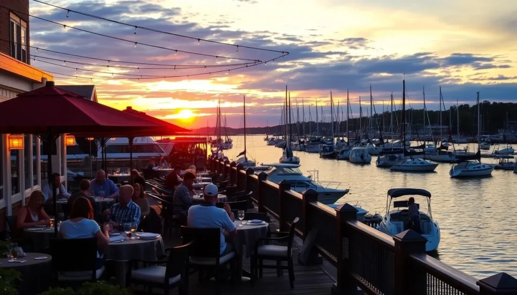 Waterfront dining in Bristol Rhode Island with harbor views Waterfront dining in Bristol Rhode Island with harbor views
