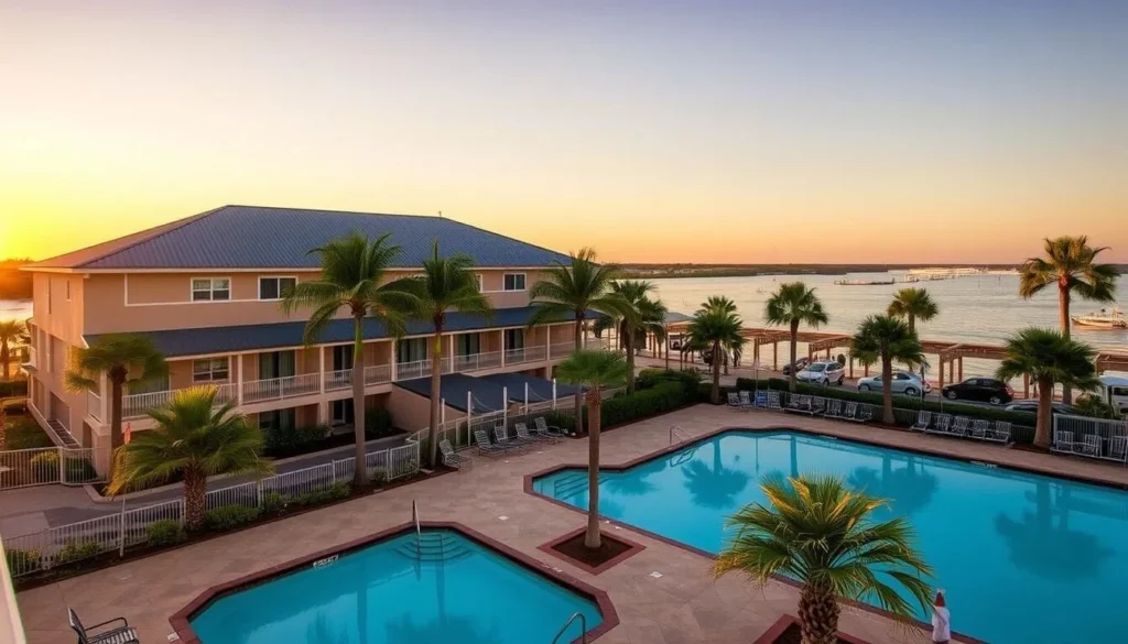 Waterfront hotel near Charlotte Harbor Preserve State Park with views of the harbor at sunset Waterfront hotel near Charlotte Harbor Preserve State Park with views of the harbor at sunset