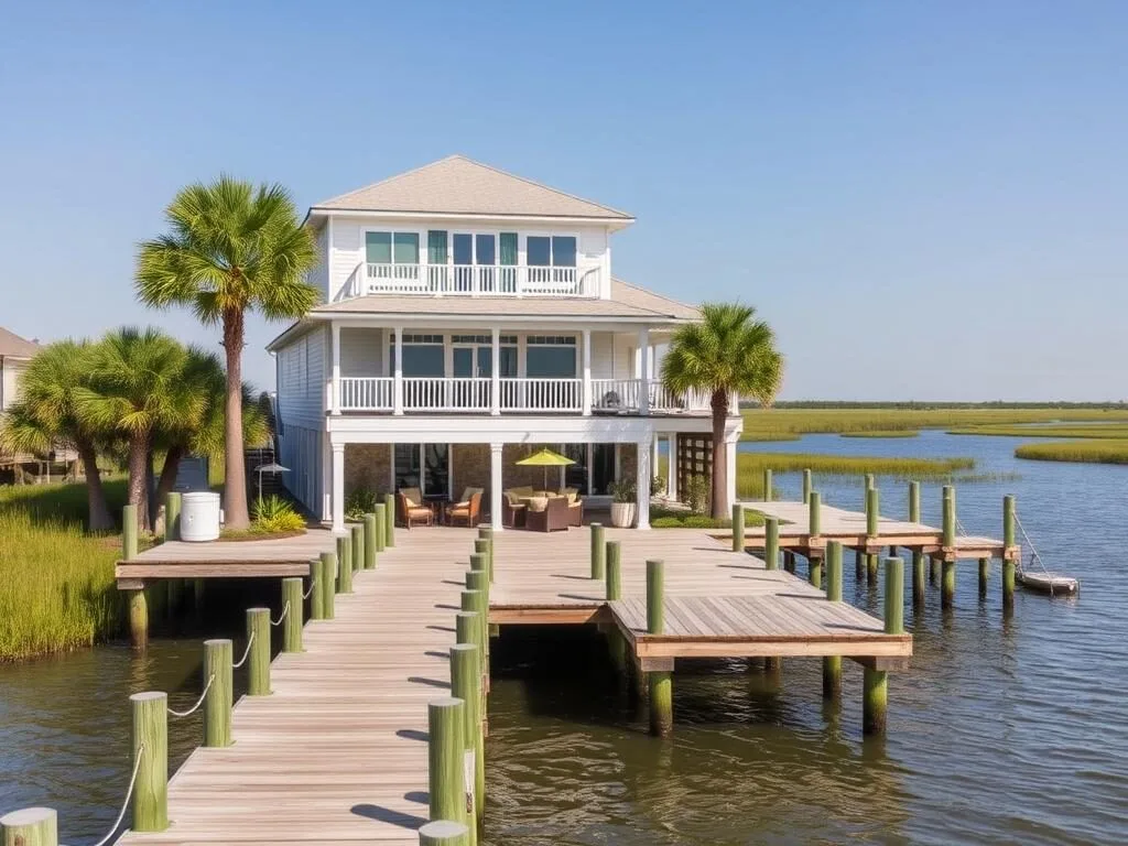 Waterfront vacation home in Murrells Inlet with dock access to the marsh