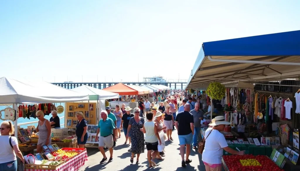 Weekend markets at Urangan Pier with local crafts and produce Weekend markets at Urangan Pier with local crafts and produce