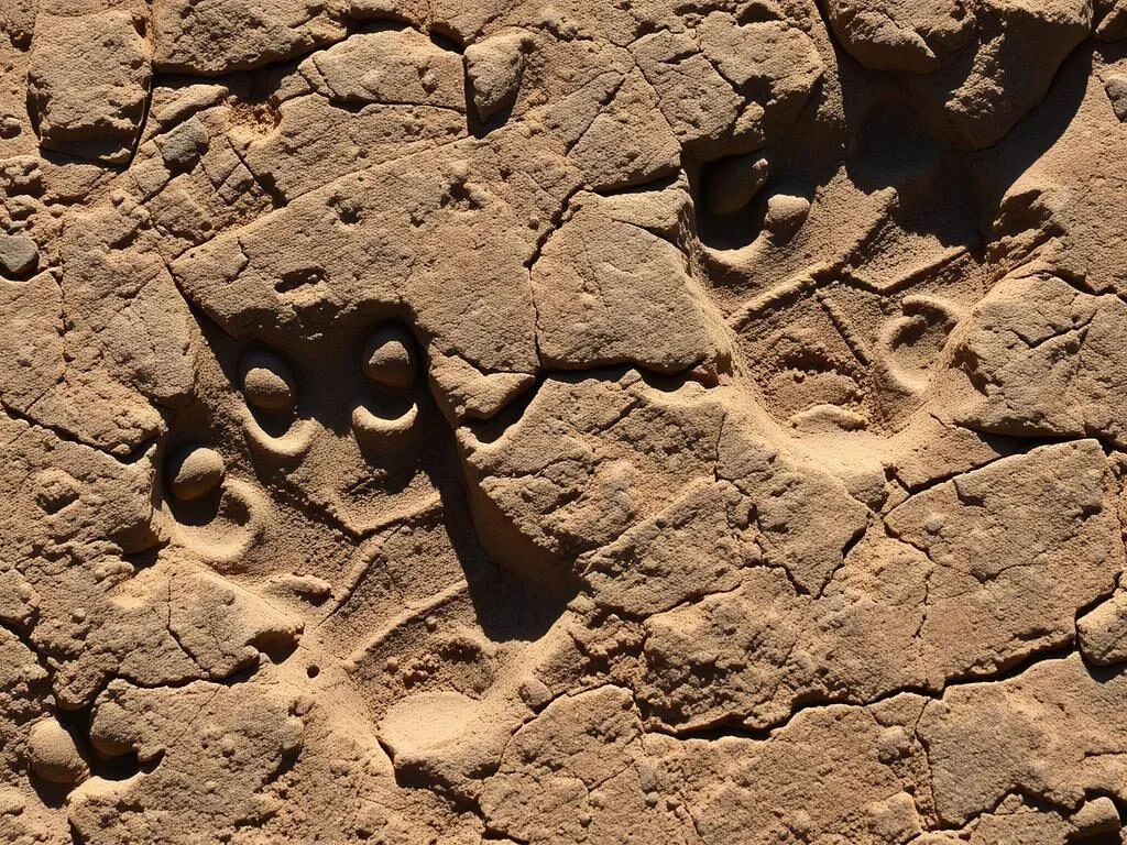 Well-preserved dinosaur footprints in rock formations at Toro Toro National Park