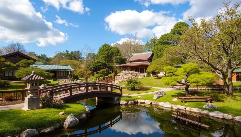 Wells Japanese Garden in Newberry with bridge and pond