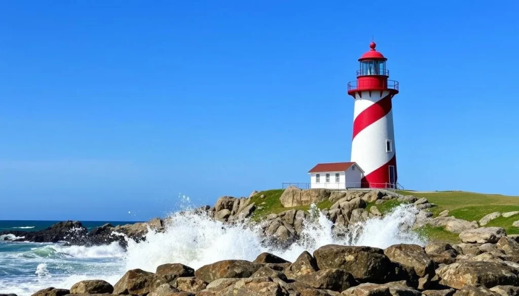 West Quoddy Head Lighthouse with its distinctive red and white stripes