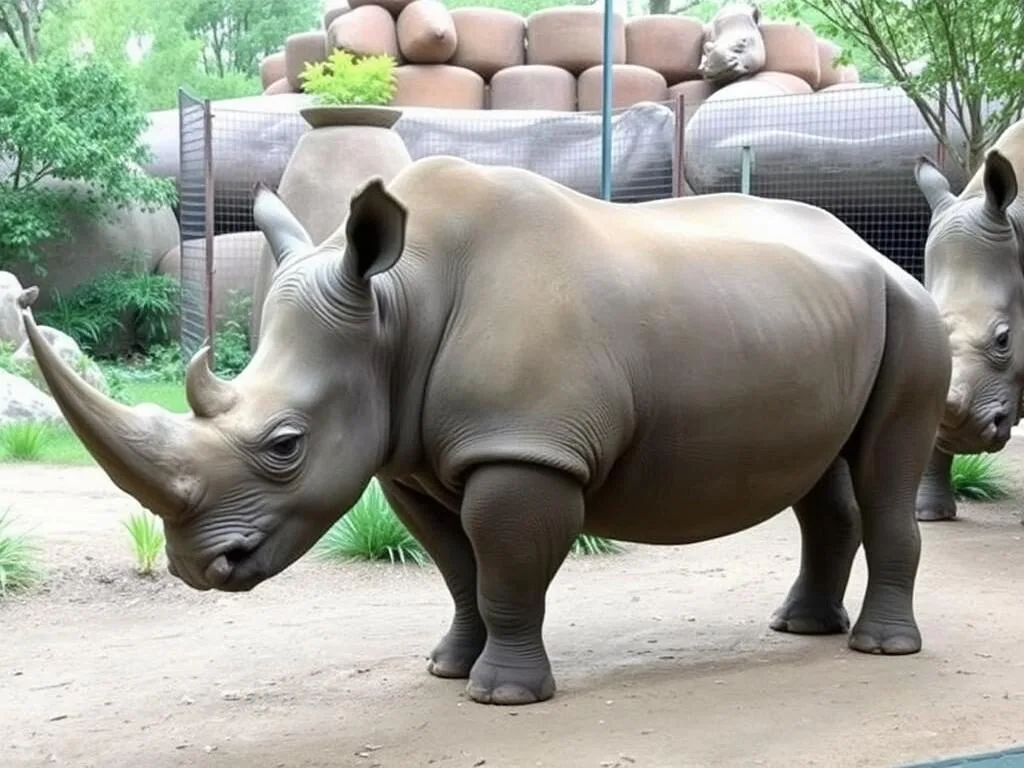 White rhino exhibit at Ellen Trout Zoo in Lufkin