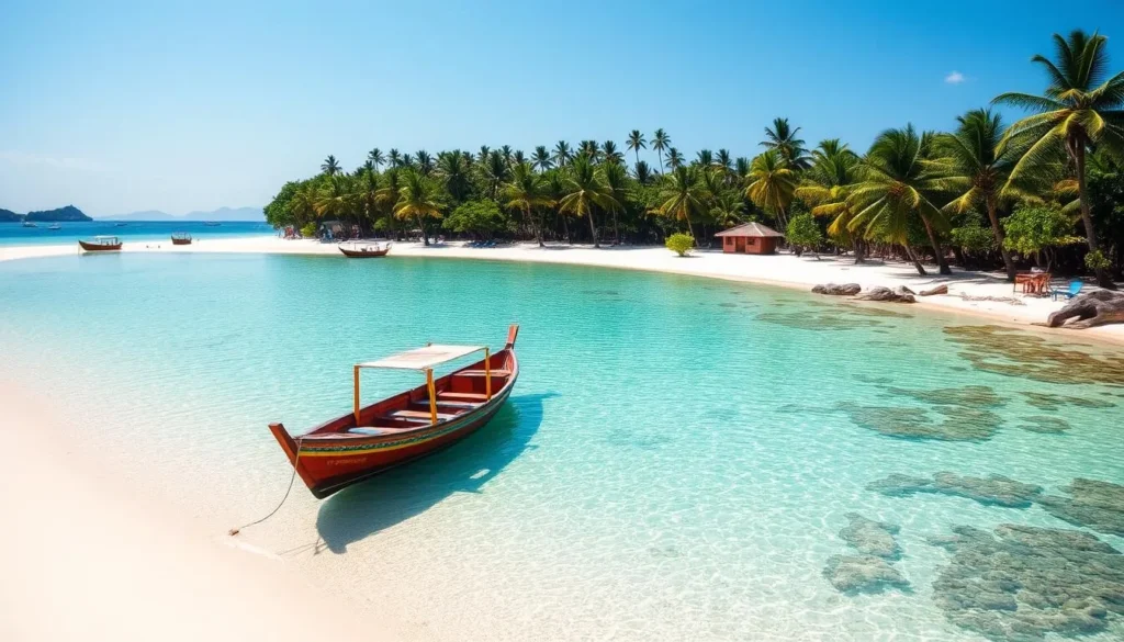 White sand beach on Gili Ketapang Island near Probolinggo, Indonesia