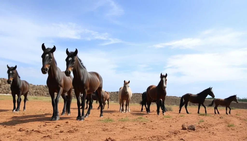 Wild ponies roaming freely on Delft Island near Kayts