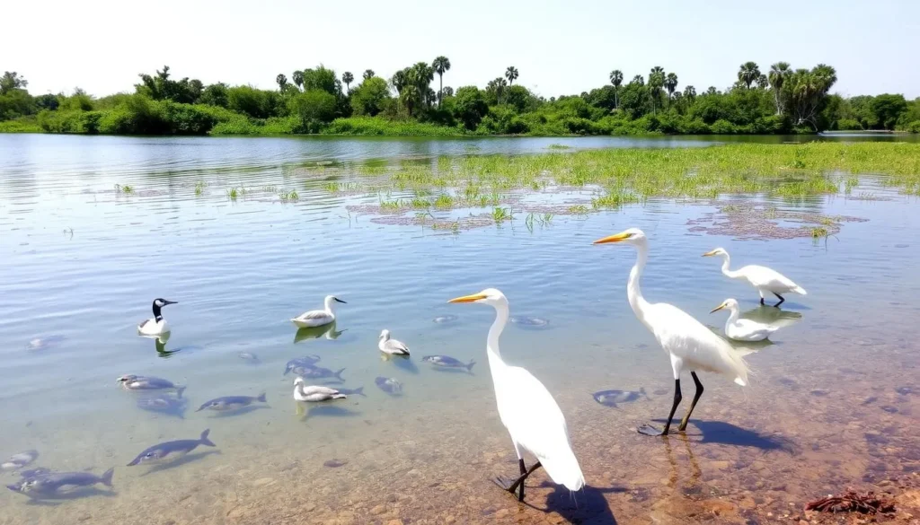 Wildlife at Lago de Camecuaro including birds and aquatic life