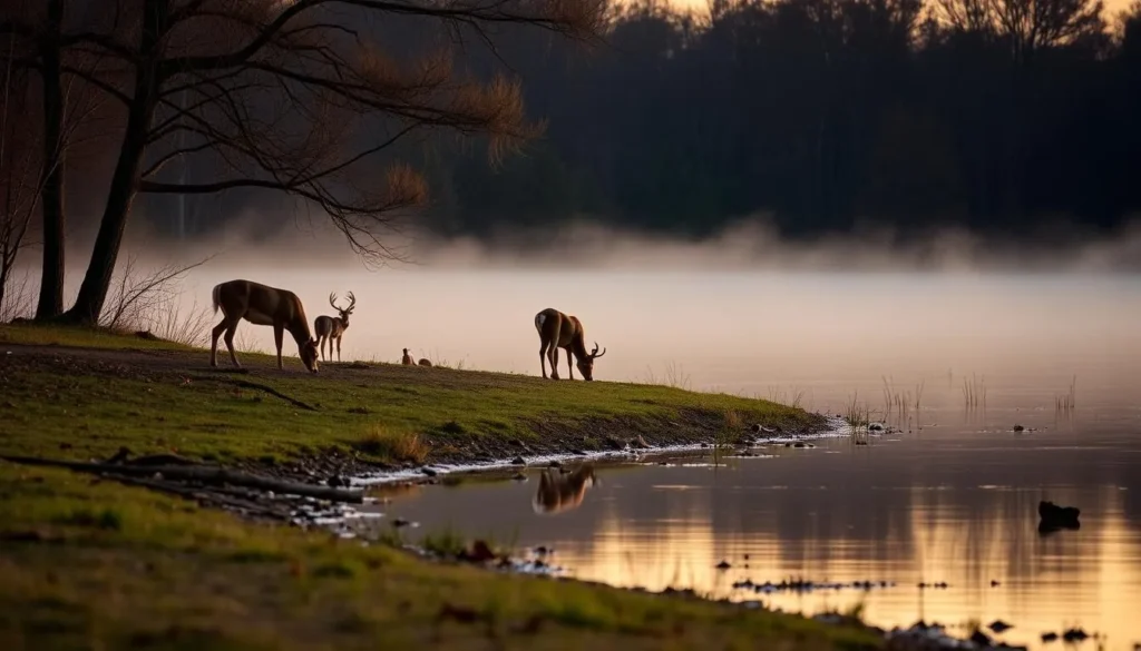 Wildlife viewing at Cordell Hull Lake, Tennessee with deer in natural habitat