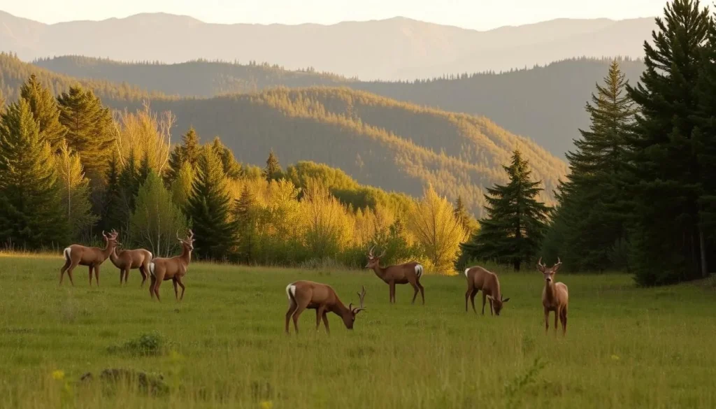 Wildlife viewing at Malakoff Diggins State Historic Park showing deer in a meadow