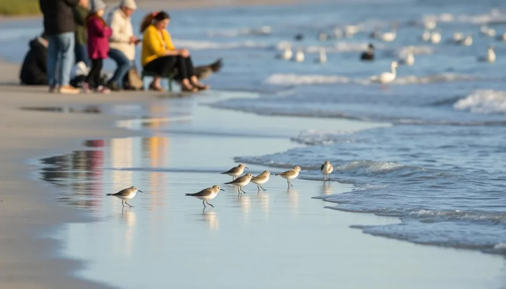 Wildlife viewing at Manchester State Park showing shorebirds along the coastline