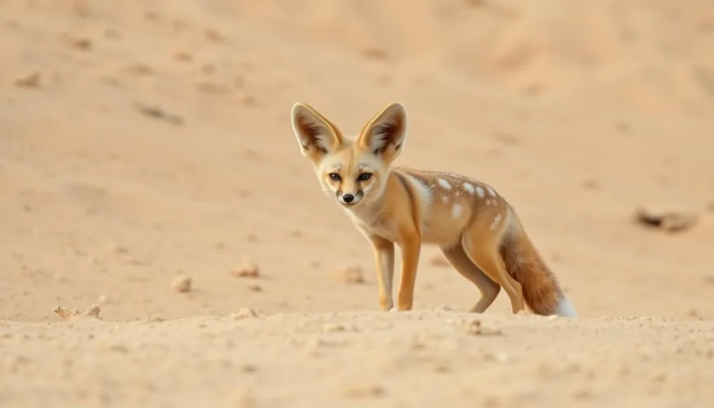 Wildlife viewing in Iriqui National Park showing a fennec fox in its natural desert habitat
