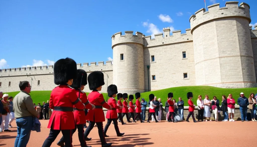 Windsor Castle with the Changing of the Guard ceremony Windsor Castle with the Changing of the Guard ceremony