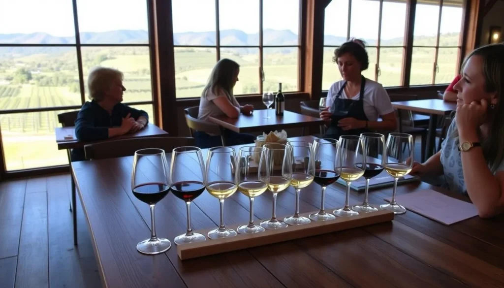 Wine tasting experience at a Mount Alford Queensland vineyard with mountain views Wine tasting experience at a Mount Alford Queensland vineyard with mountain views
