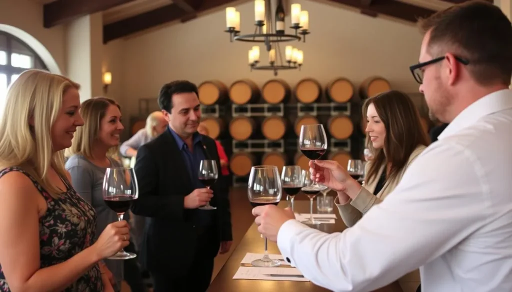 Wine tasting experience in Paso Robles with proper etiquette being demonstrated