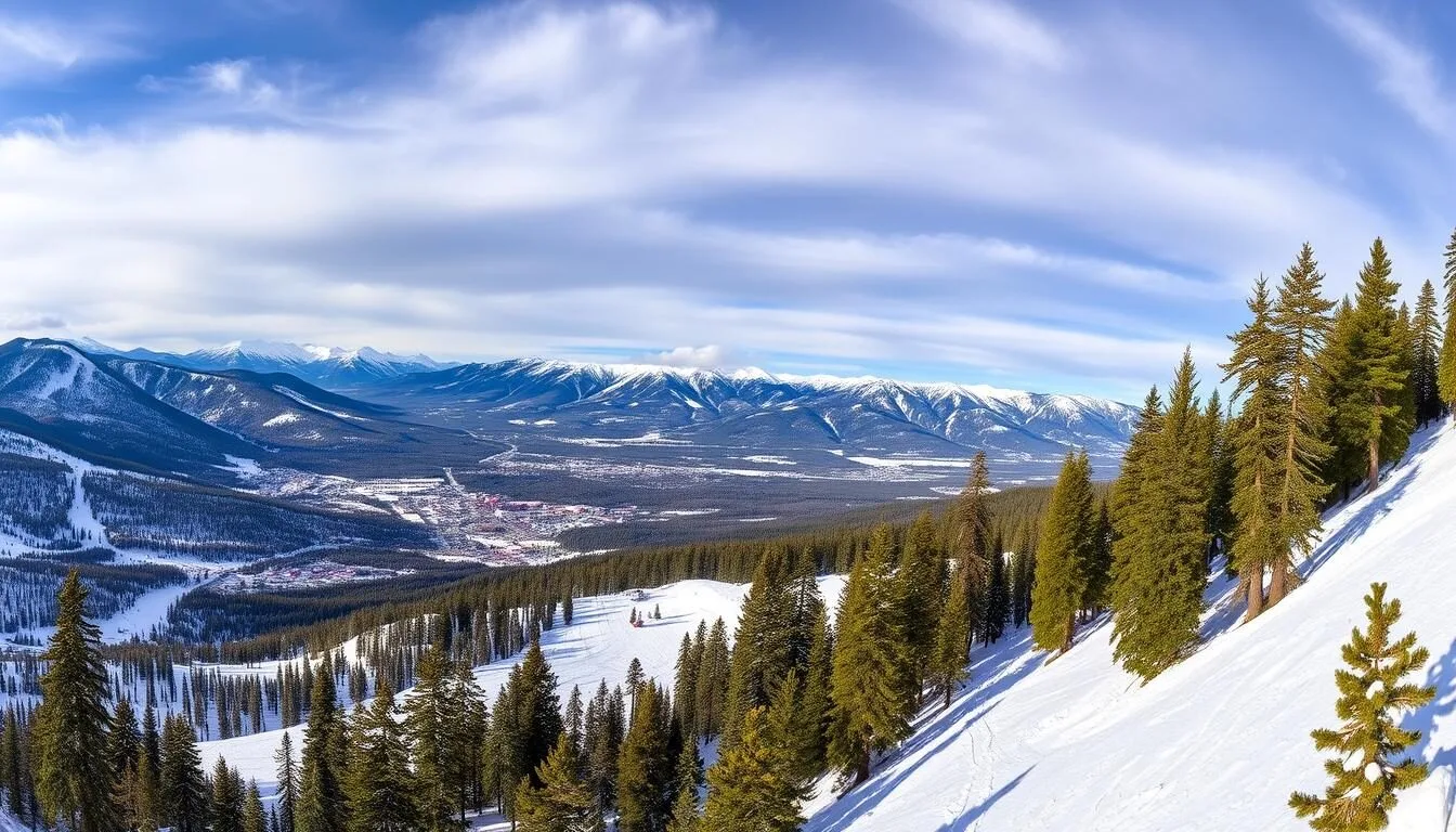 Winter-Park-Colorado-ski-resort-with-snow-covered-mountains-and-blue-sky Winter Park Colorado ski resort with snow-covered mountains and blue sky