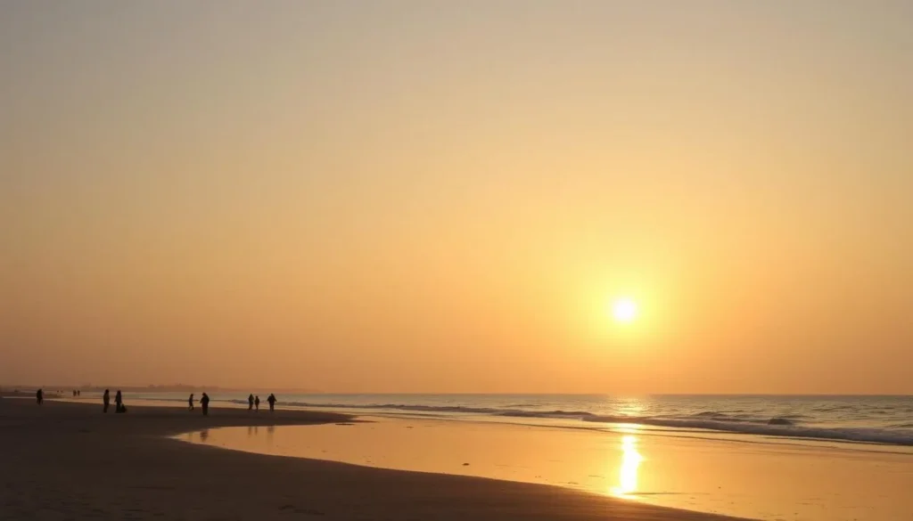 Winter sunset over Al Shamal beach with pleasant weather conditions