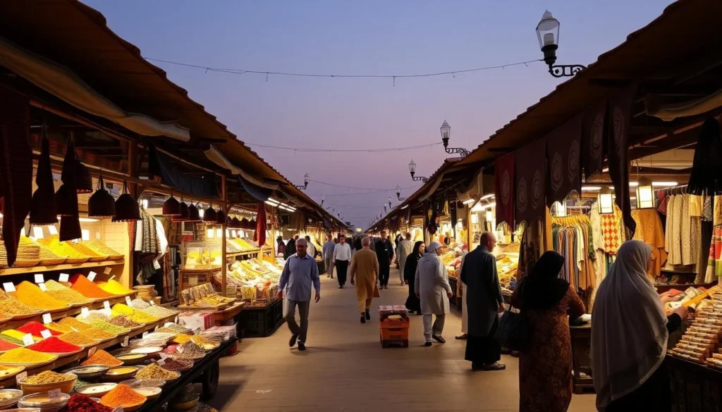 Yanbu Night Market with vendors selling traditional goods, spices, and crafts