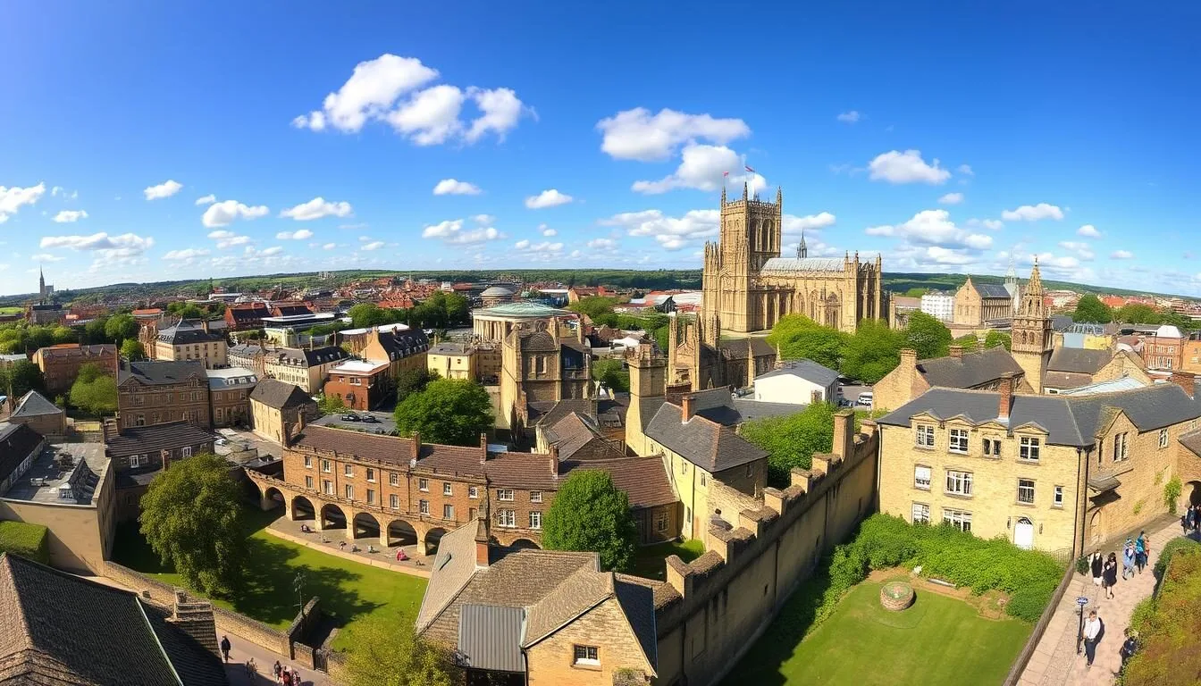 York's historic skyline with York Minster cathedral dominating the view on a sunny day