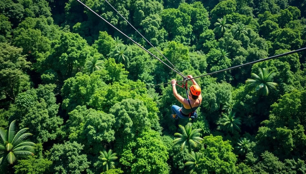 Zipline adventure through the canopy of El Yunque Rainforest