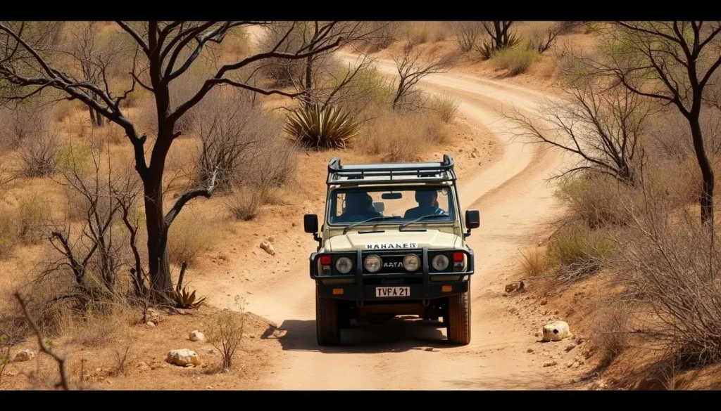 4x4 safari vehicle traversing the terrain in Alatish National Park Ethiopia 4x4 safari vehicle traversing the terrain in Alatish National Park Ethiopia