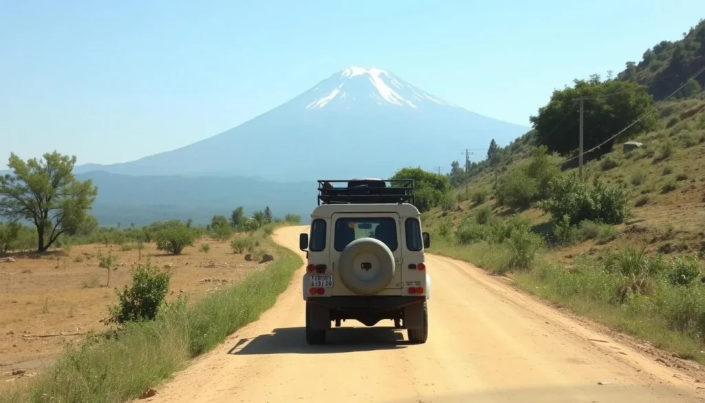 4x4 vehicle on a rural road near Mount Guna Ethiopia