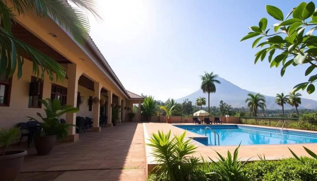 A comfortable hotel in Mbale with swimming pool and Mount Elgon views, representing accommodation options for visitors exploring the best things to do in Mbale Uganda