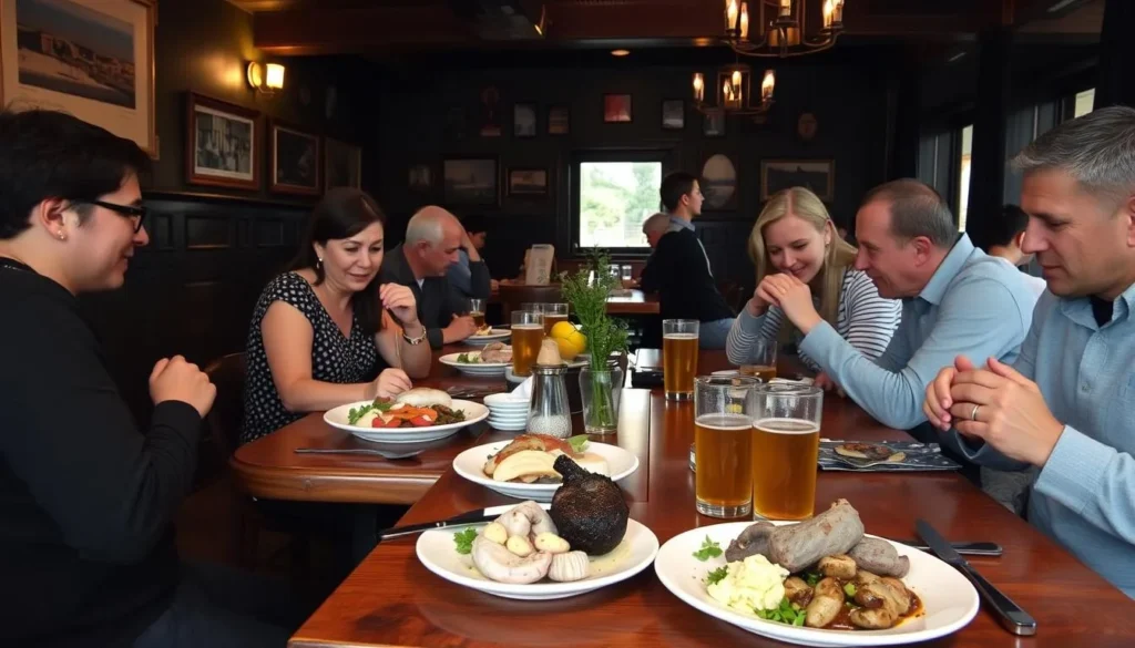 A cozy cafe in Dunedin serving local cuisine with patrons enjoying their meals