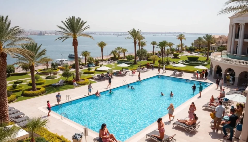 A luxury hotel in Ismailia with a view of Lake Timsah