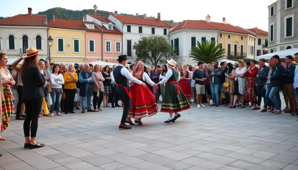 A traditional Croatian folk performance in Cavtat's town square