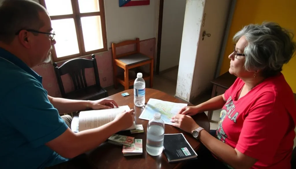 A traveler exchanging currency and getting local advice in Sagua la Grande Cuba, illustrating practical travel tips