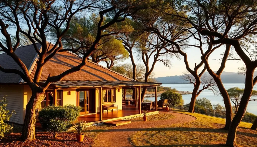Accommodation options near Lake Ziway showing a lakeside lodge with traditional Ethiopian architecture
