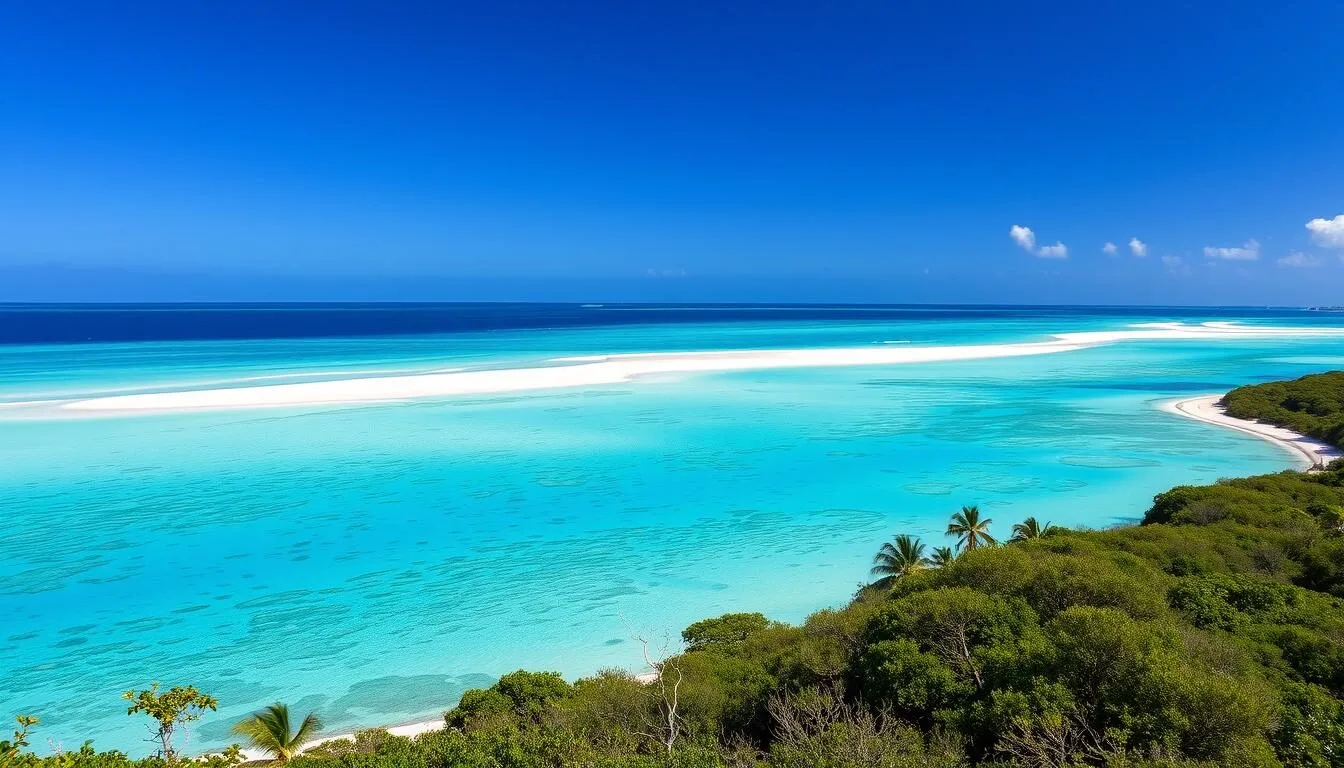Aerial view of Middle Caicos Island showing its pristine coastline and turquoise waters