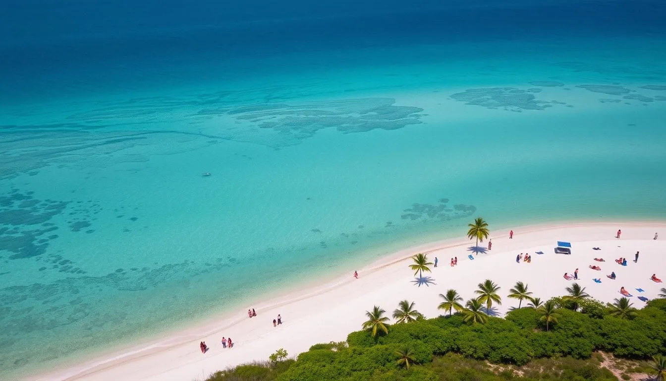 Aerial-view-of-Sombrero-Beach-in-Marathon-Florida-Keys-showing-turquoise-waters-and-sandy Aerial view of Sombrero Beach in Marathon, Florida Keys showing turquoise waters and sandy shoreline