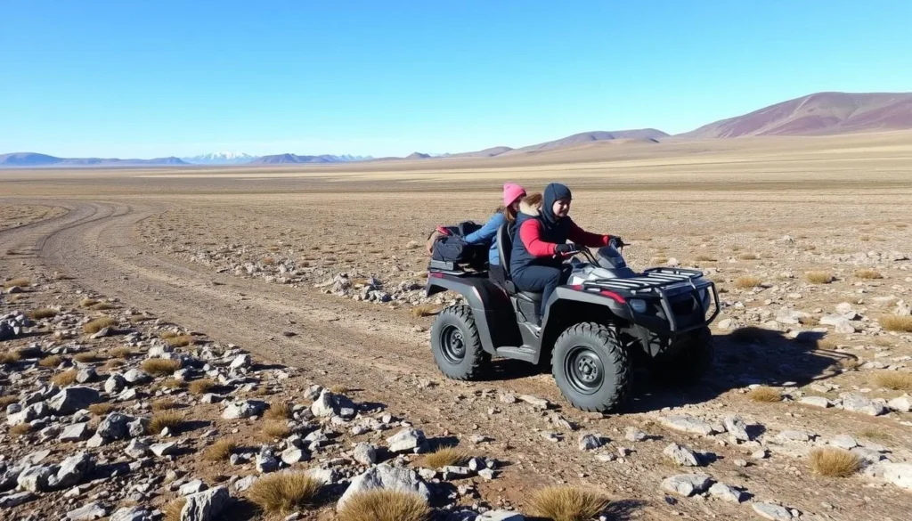 All-terrain vehicle traversing the Chukotka tundra with passengers All-terrain vehicle traversing the Chukotka tundra with passengers