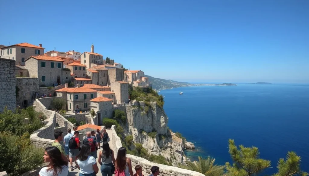 Ancient stone village of Lubenice perched on a cliff overlooking the Adriatic Sea Ancient stone village of Lubenice perched on a cliff overlooking the Adriatic Sea