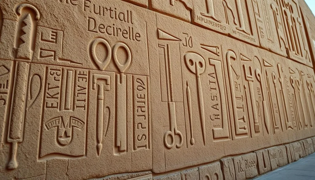 Ancient surgical instrument relief carvings at Kom Ombo Temple showing medical tools used in ancient Egypt Ancient surgical instrument relief carvings at Kom Ombo Temple showing medical tools used in ancient Egypt