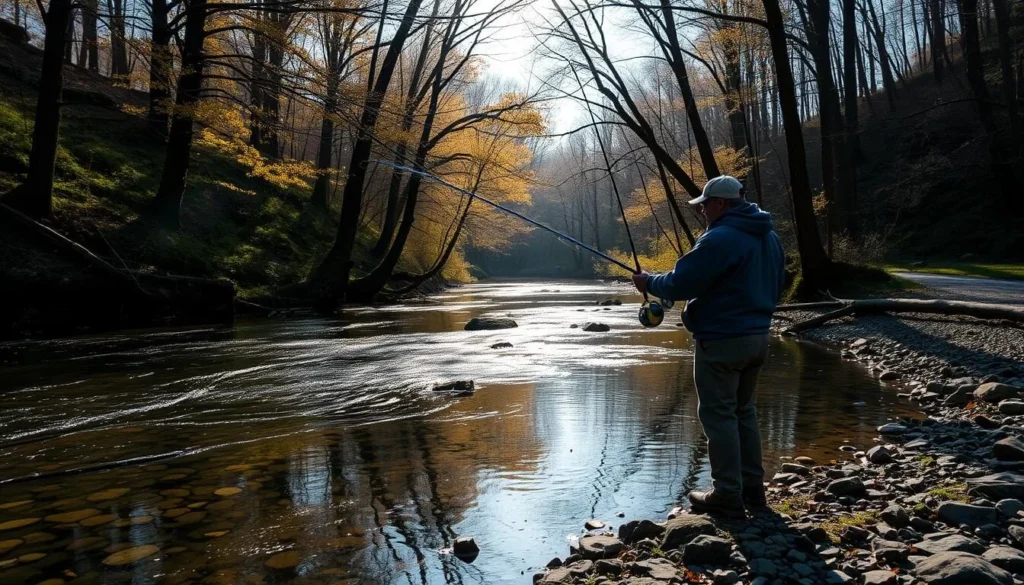 Angler fishing in the West Branch of Antietam Creek at Mont Alto State Park Angler fishing in the West Branch of Antietam Creek at Mont Alto State Park