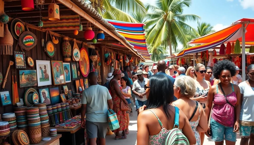 Artisan Market in Labadee with colorful Haitian crafts and local vendors
