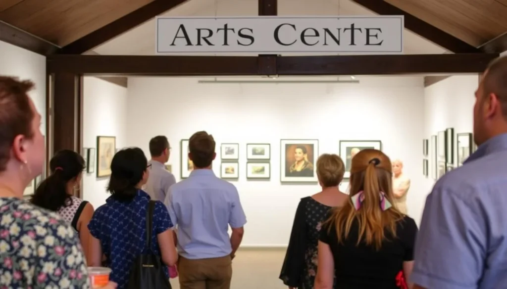 Arts Centre Warburton with people viewing an exhibition