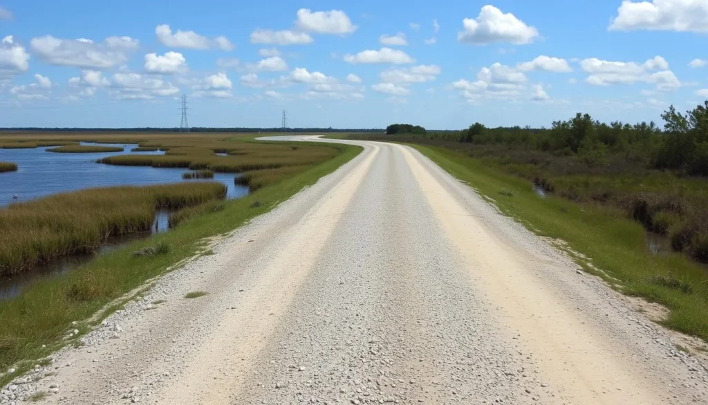 Auto tour route through Cameron Prairie Wetlands Louisiana