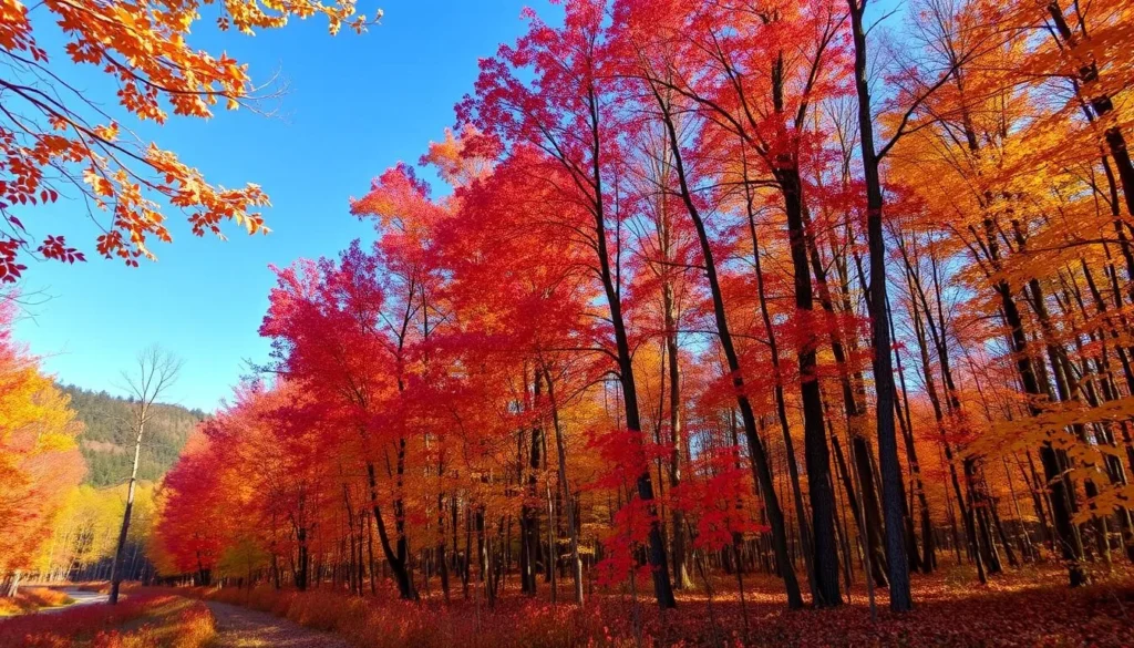 Autumn colors in the forests of Chuvash Republic with golden and red foliage Autumn colors in the forests of Chuvash Republic with golden and red foliage