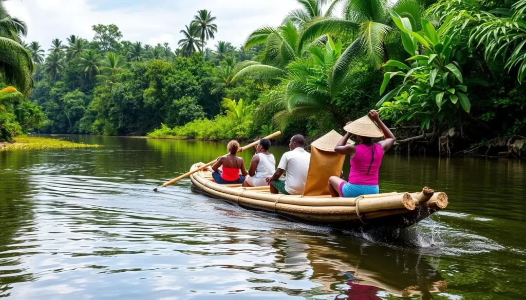 Bamboo rafting on Martha Brae River near Falmouth Bamboo rafting on Martha Brae River near Falmouth