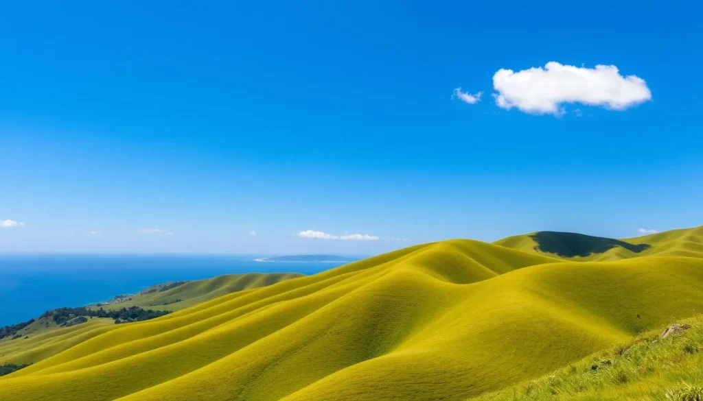 Batan Island's Vayang Rolling Hills during the dry season with perfect blue skies Batan Island's Vayang Rolling Hills during the dry season with perfect blue skies