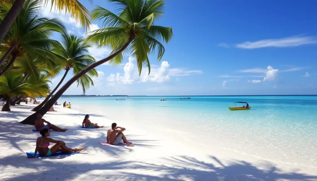 Beach at Cayo Santa Maria near Remedios Cuba with turquoise waters