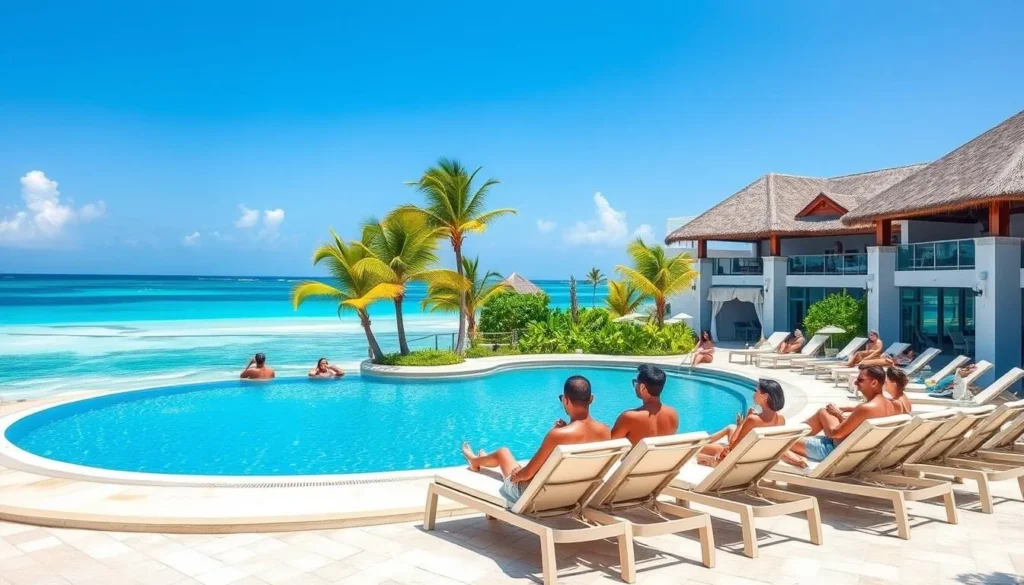 Beachfront hotel with infinity pool overlooking the Caribbean Sea on Isla Mujeres Beachfront hotel with infinity pool overlooking the Caribbean Sea on Isla Mujeres
