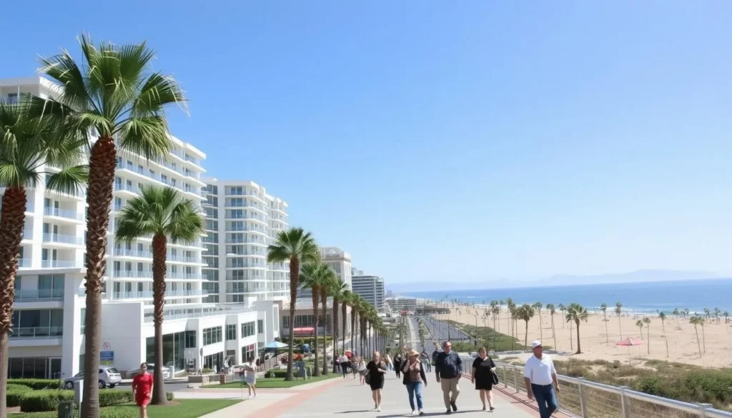 Beachfront hotels and resorts near Huntington State Beach with palm trees and ocean views Beachfront hotels and resorts near Huntington State Beach with palm trees and ocean views